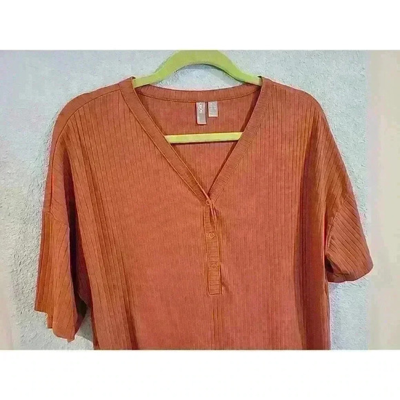 ASOS Ribbed Short Sleeve Shift Dress Burnt Orange Size 14 - Picture 2 of 5